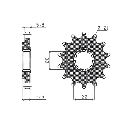 Ozubené kolo přední SUNSTAR SUN31213 (JTF1323.13, 212013JT) (SUNSTAR ozubené kolo přední 2120 13