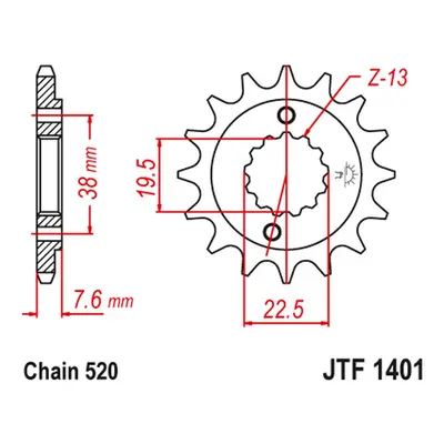 Ozubené kolo přední JT SPROCKETS JTF1401.16 (211616JT) (JT ozubené kolo přední 2116 16 (211616JT