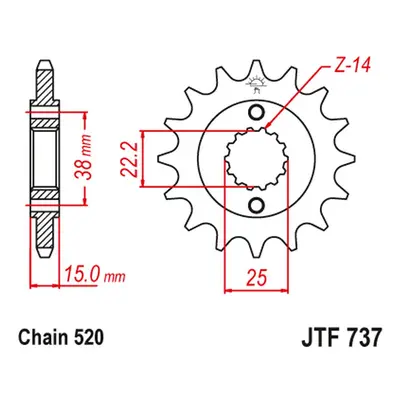 Ozubené kolo přední JT SPROCKETS JTF737.14 (700114JT) (JT ozubené kolo přední 7001 14 (700114JT)