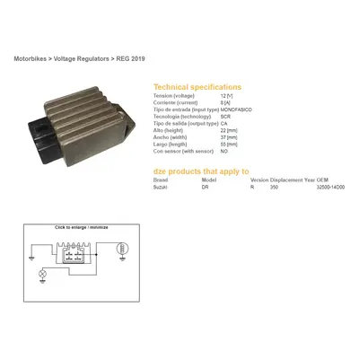 Regulátor napětí DZE ELEKTRYKA 02019-01 (DZE regulátor napětí SUZUKI DR 250 90-93; DR 350 90-99;