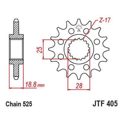 Ozubené kolo přední JT SPROCKETS JTF405.20RB (2078M20JT) (JT ozubené kolo přední 2078M 20 s gumo