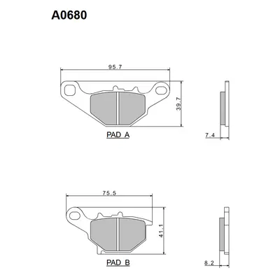 Brzdové destičky NISSIN A0680 (NISSIN brzdové destičky KH230 / KH396 PREMIUM SEMI-METALLIC (sin