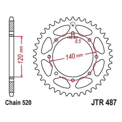 JT rozeta 491 43 KAWASAKI KLR 650C 95-03 (49143JTZBK) (řetěz 520) barva černá (JT rozeta 491 43 