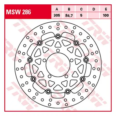 Brzdový kotouč TRW LUCAS přední MSW286 (TRW ZF přední brzdový kotouč TRIUMPH TIGER 800 11-, SPEE