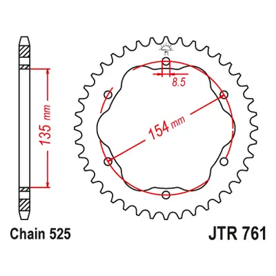 JT Sprockets rozeta JTR761.43 (452243JT) (Zadní ozubené kolo JT Sprockets JTR761.43)