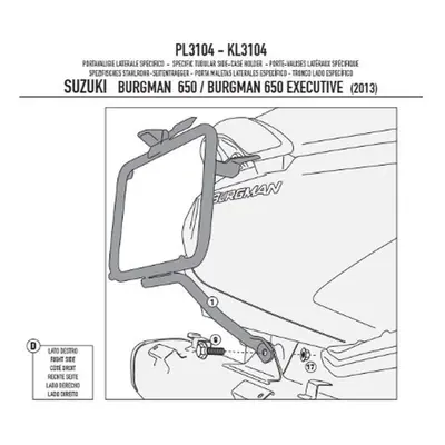 Boční nosič kufru KAPPA KL3104 (KAPPA boční nosič kufru MONOKEY SUZUKI 650 BURGMAN / 650 BURGMAN