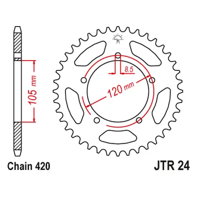 JT Sprockets rozeta JTR24.51 (3565M51JT) (Zadní ozubené kolo JT Sprockets JTR24.51)