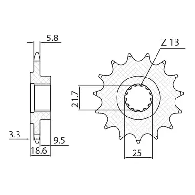 Ozubené kolo přední SUNSTAR SUN3A215 (JTF1538.15, 211915JT) (SUNSTAR ozubené kolo přední 2119 15