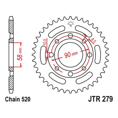 Rozeta JT SPROCKETS JTR279.42 (27942JT) (JT rozeta 279 42 (27942JT) (náhrada s 4668 42 JTR273.42