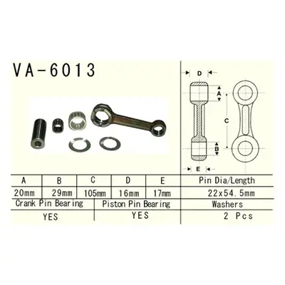 Ojniční sada VESRAH VA-6013 (VESRAH ojniční sada YAMAHA YZ 125 (YZ125) 97-00 (VA6013) vyrobeno v