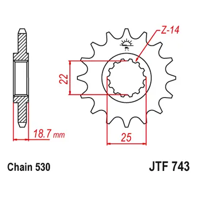 JT Sprockets ozubené kolo JTF743.15 (225415JT) (Přední ozubené kolo JT Sprockets JTF743.15)