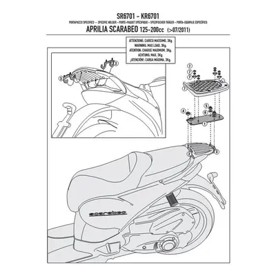 Zadní nosič kufru KAPPA KR6701 (KAPPA zadní nosič kufru APRILIA SCARABEO 125/200 (11-15) ( bez p