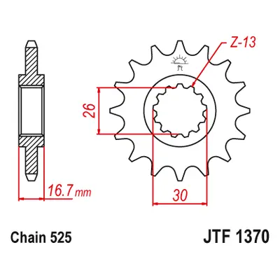 JT řetězové kolo přední 2068 15 HONDA CBR 600F 99-12, CBR 650F 14-18 (206815JT) (řetěz 525) (JT 