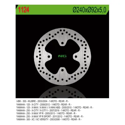 Brzdový kotouč NG Brakes NG1124 (NG brzdový kotouč zadní YAMAHA X-CITY 125 08-12, 250 07-17, X-M