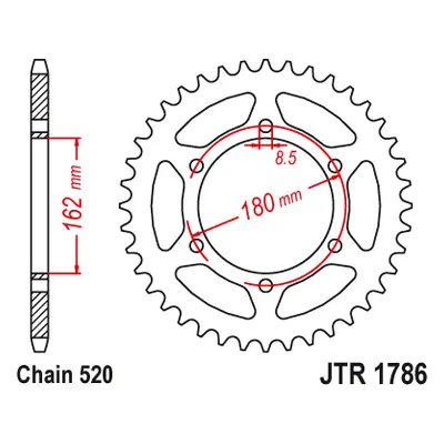 JT Sprockets rozeta JTR1786.52 (Zadní ozubené kolo JT Sprockets JTR1786.52)