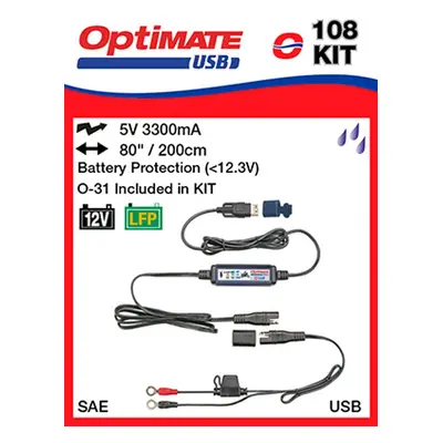 Nabíječka s konektorem TECMATE O108KIT (OPTIMATE USB nabíječka s konektorem SAE 3300MA a konekto