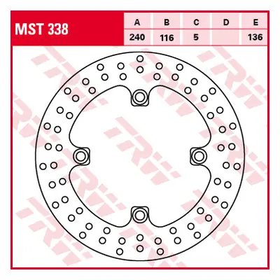 Brzdový kotouč TRW LUCAS zadní MST338 (TRW LUCAS brzdový kotouč zadní HONDA CBR 500 / CB 500 F /