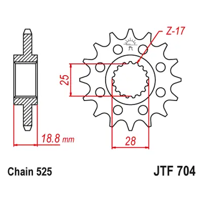 JT Sprockets ozubené kolo JTF704.15 (207815JT) (Přední ozubené kolo JT Sprockets JTF704.15)