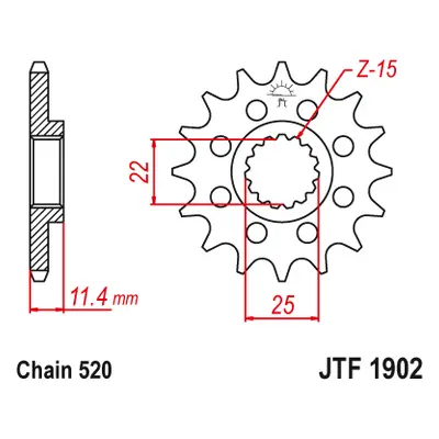 JT Sprockets ozubené kolo JTF1902.15 (125215JT) (Přední ozubené kolo JT Sprockets JTF1902.15)