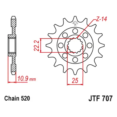 JT Sprockets ozubené kolo JTF707.14 (214514JT) (Přední ozubené kolo JT Sprockets JTF707.14)