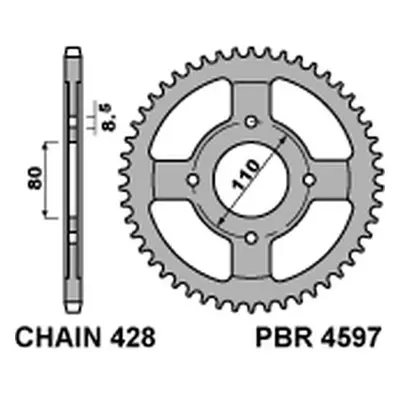 PBR rozeta 4597 42 C45 (JTR1219.42) (Zadní ozubené kolo PBR 4597 42 C45)