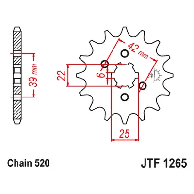 JT Sprockets ozubené kolo JTF1265.15 (26515JT) (Přední ozubené kolo JT Sprockets JTF1265.15)