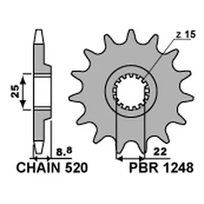 PBR ozubené kolo 1248 15 18NC (12481518NC) (Přední ozubené kolo PBR 12481518NC)