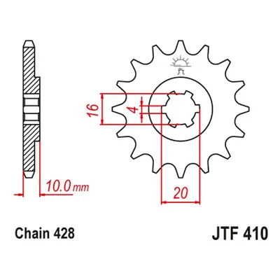 Řetězové kolo přední JT SPROCKETS JTF410.16 (-1, 79916JT) (JT řetězové kolo přední 799 16 (-1), 