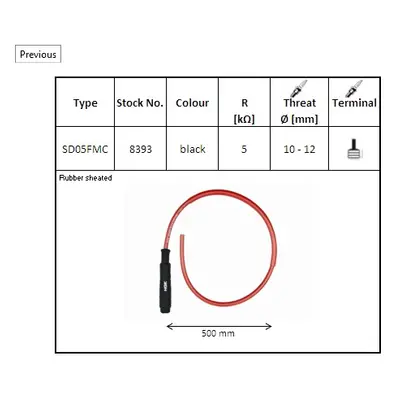 Fajfka na zapalovací svíčky ebonitová jednoduchá barva černá (kabel NGK 8393 (NGK fajfka na zapa