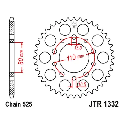 Rozeta JT SPROCKETS JTR1332.45ZBK (435045JT) (JT rozeta 4350 45 doW 90-07, XRV 750 AFRICA TWIN 9