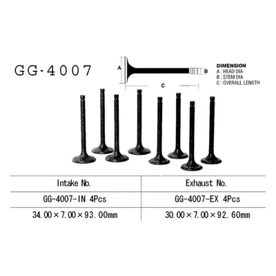 Sací ventil VESRAH GG-4007-IN (VESRAH sací ventil KAWASAKI KZ 650 81-83 KZ 750 80-82 (12004-1007