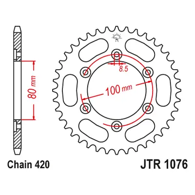 JT Sprockets rozeta JTR1076.52 (442952JT) (Zadní ozubené kolo JT Sprockets JTR1076.52)