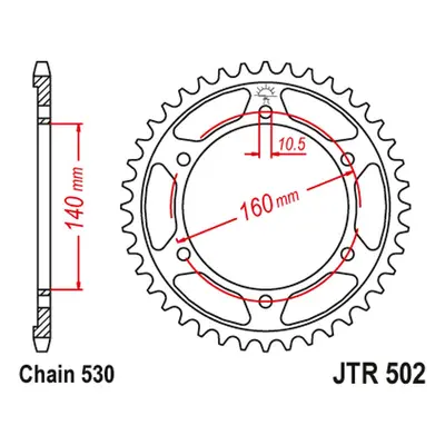 Rozeta JT SPROCKETS JTR502.46 (+1, -1, 50246JT) (JT rozeta 502 46 (+1), GPX 750R 86-88 (-1) (502