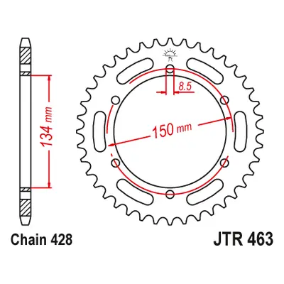 JT rozeta 463 48 KAWASAKI kmX 125 86-03 (46348JT) (řetěz 428) (JT rozeta 463 48 KAWASAKI kmX 125