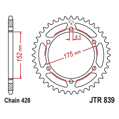 JT Sprockets rozeta JTR839.55 (84455JT) (Zadní ozubené kolo JT Sprockets JTR839.55)