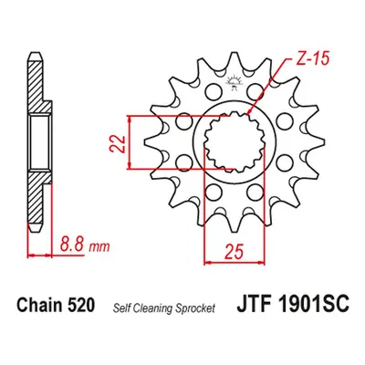 Řetězové kolo přední JT SPROCKETS JTF1901.16SC (124816JT) (JT řetězové kolo přední 1248 16 samoč