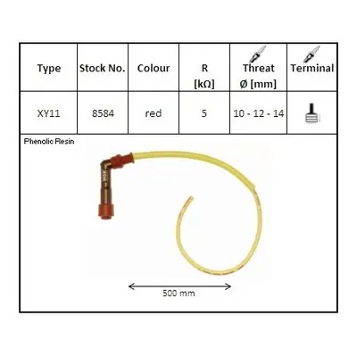 NGK fajfka na zapalovací svíčky ebonitová ohnutá (102) kabel 50 cm barva červená (NR 8584) (NGK 