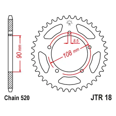 JT Sprockets rozeta JTR18.43 (151543JT) (Zadní ozubené kolo JT Sprockets JTR18.43)