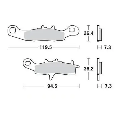 Brzdové destičky SIFAM S2015 (KYOTO brzdové destičky KH258 / KH349 KAWASAKI KX 80/85/100 97-20, 