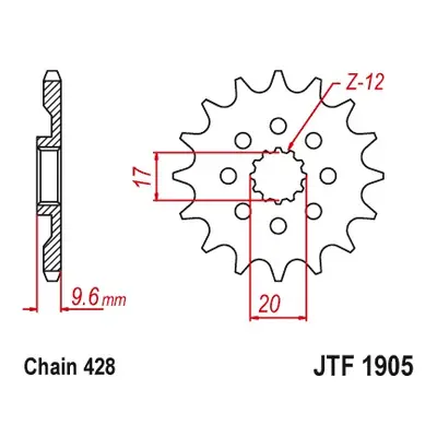 Ozubené kolo přední JT SPROCKETS JTF1905.14 (+1, JTF1905.14) (JT ozubené kolo přední 2084 14 (+1