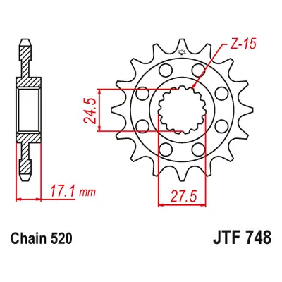 JT řetězové kolo přední 2250 15 DUCATI 899 PANIGALE 14-15, 959 PANIGALE 16-19, (1199 PANIGALE 12