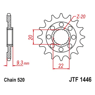 JT Sprockets ozubené kolo JTF1446.13 (214613JT) (Přední ozubené kolo JT Sprockets JTF1446.13)