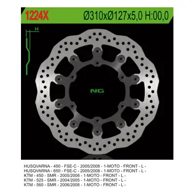 Brzdový kotouč NG Brakes NG1224X (NG brzdový kotouč přední HUSABERG FS 570 10-11, FS 450 05-08, 