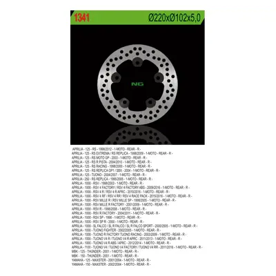 Brzdový kotouč NG Brakes NG1341 (NG brzdový kotouč zadní APRILIA RS 125, TUONO 1000, RSV 1000 (2