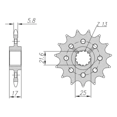 Ozubené kolo přední SUNSTAR SUN3C715 (JTF1381.15, JTF1373.15) (SUNSTAR ozubené kolo přední 2042 