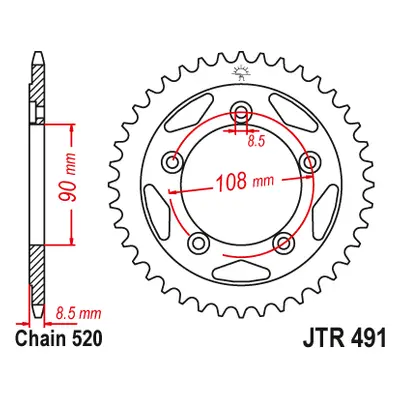 JT Sprockets rozeta JTR491.38 (102638JT) (Zadní ozubené kolo JT Sprockets JTR491.38)