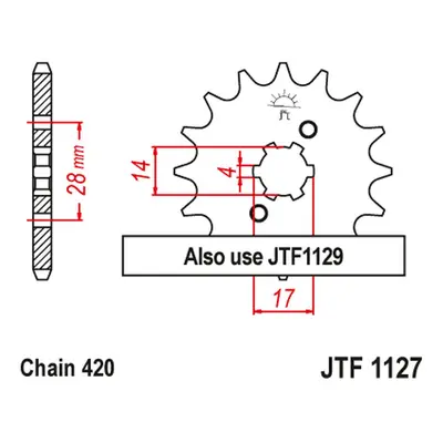 Řetězové kolo přední JT SPROCKETS JTF1127.12 (JT řetězové kolo přední 2107 12 zulu 50 01-02)