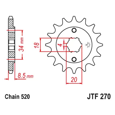 JT Sprockets ozubené kolo JTF270.14 (204614JT) (Přední ozubené kolo JT Sprockets JTF270.14)