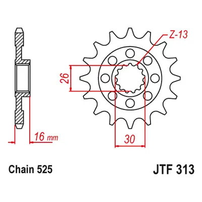 JT Sprockets ozubené kolo JTF313.16 (RC30, 34416JT) (Přední ozubené kolo JT Sprockets JTF313.16)