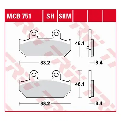 Brzdové destičky TRW LUCAS MCB751 (KH412) (TRW LUCAS brzdové destičky KH412 organické SUZUKI AN 